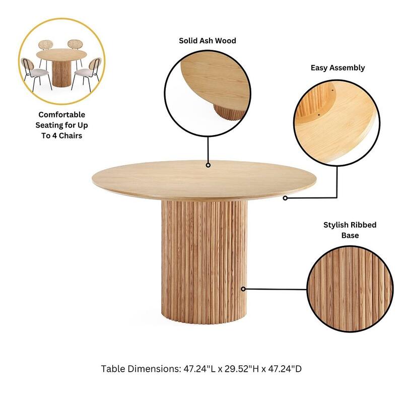 Manhattan Comfort 5-Piece Hathaway Jardin Modern 47.24 Solid Wood Round Dining Set