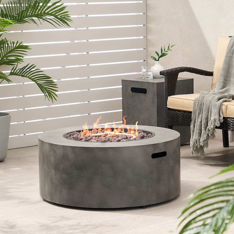 Hobbs Outdoor Iron Circular Fire Pit by Christopher Knight Home - Grey