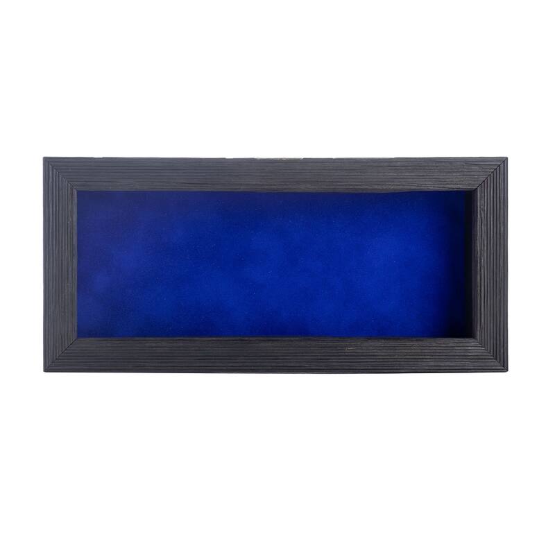 14x22 Shadow Box Frame Barnwood Black Wood | With a 1" Usable Display Depth | Includes a Royal Blue Real Suede Texture Acid-Free