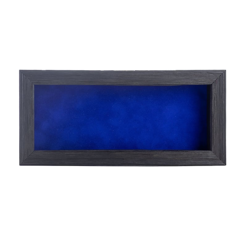 14x28 Shadow Box Frame Barnwood Black Wood | With a 1" Usable Display Depth | Includes a Royal Blue Real Suede Texture Acid-Free