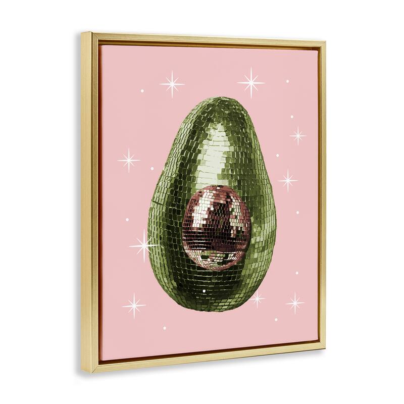 Stupell Luminous Disco Avocado Framed Floater Canvas Wall Art Design By Lil' Rue