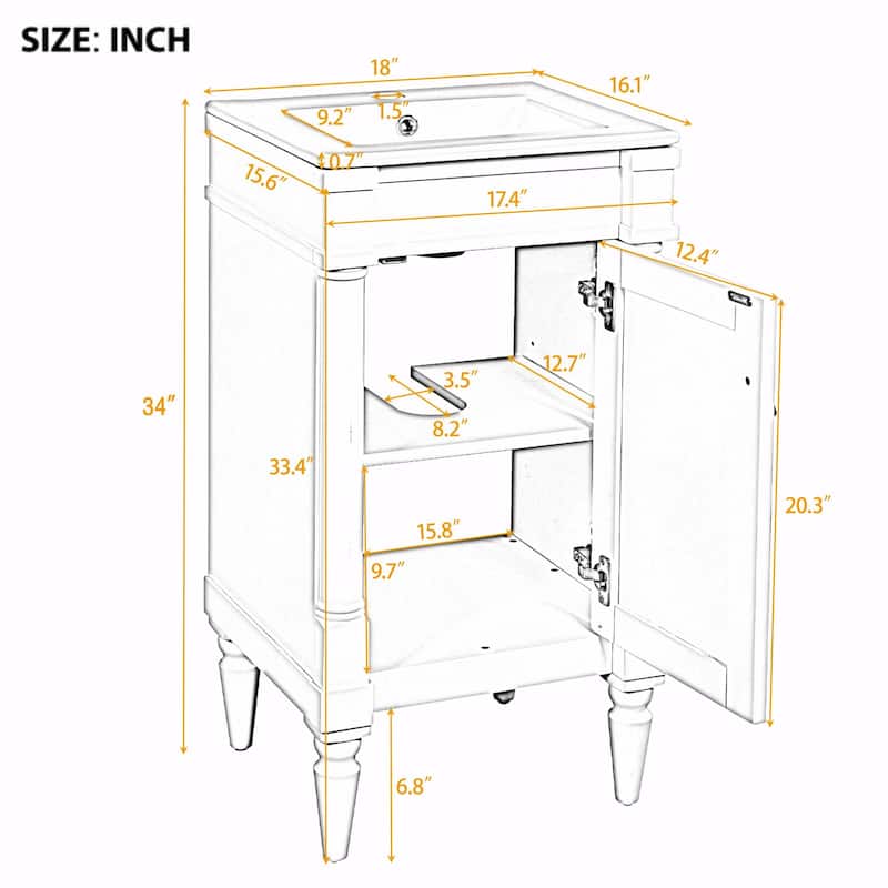 18-Inch Modern Bathroom Vanity with Sink