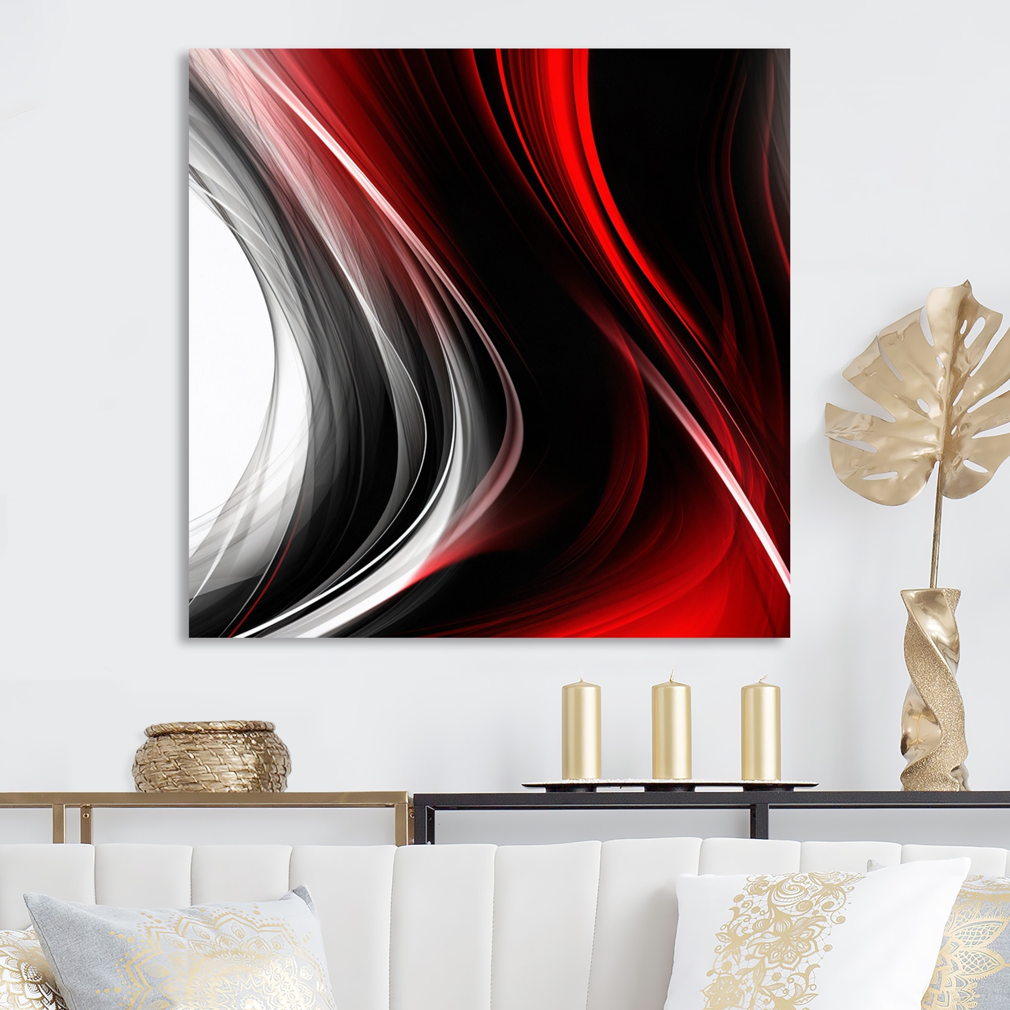 red black and silver wall decor