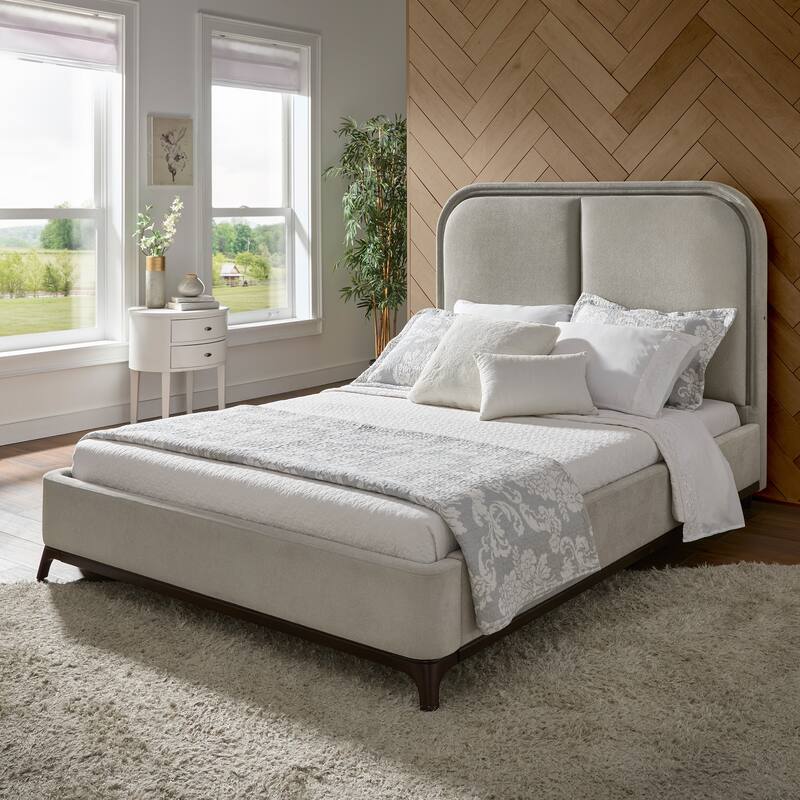 Tremont Curved LED Upholstered Platform Bed with Under-Bed Lighting by iNSPIRE Q Modern