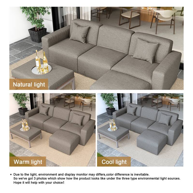 5-Piece Modular Sets Sectional Sofa Set Patio Conversation Sets