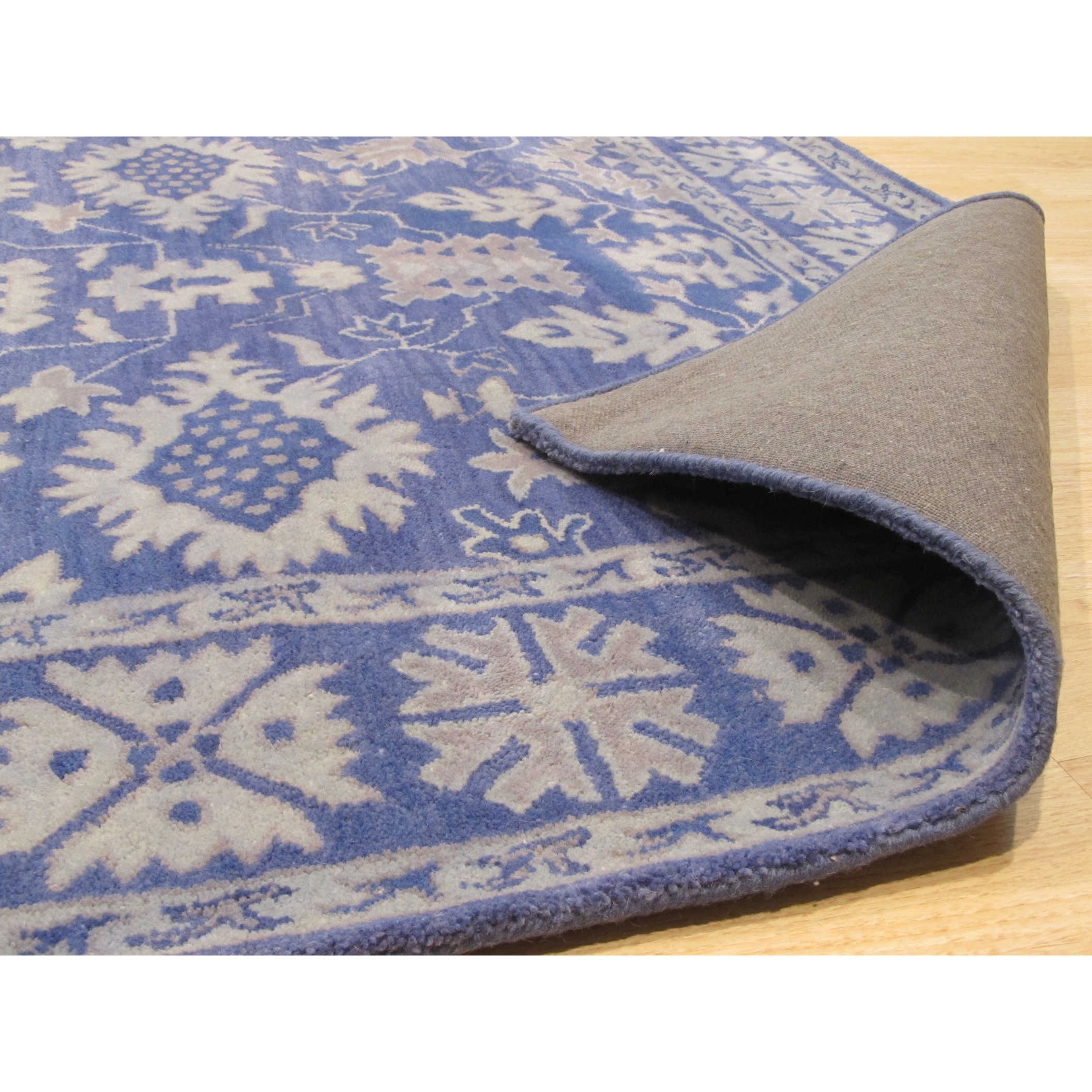 Blue 4' x 6' EORC IE85BL4X6 Hand-Tufted Wool Overdyed Rug 