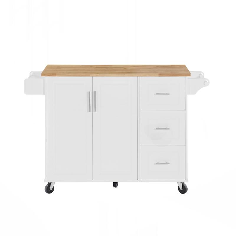 Kitchen Island with Drop Leaf Countertop, Rolling Kitchen Island Cart