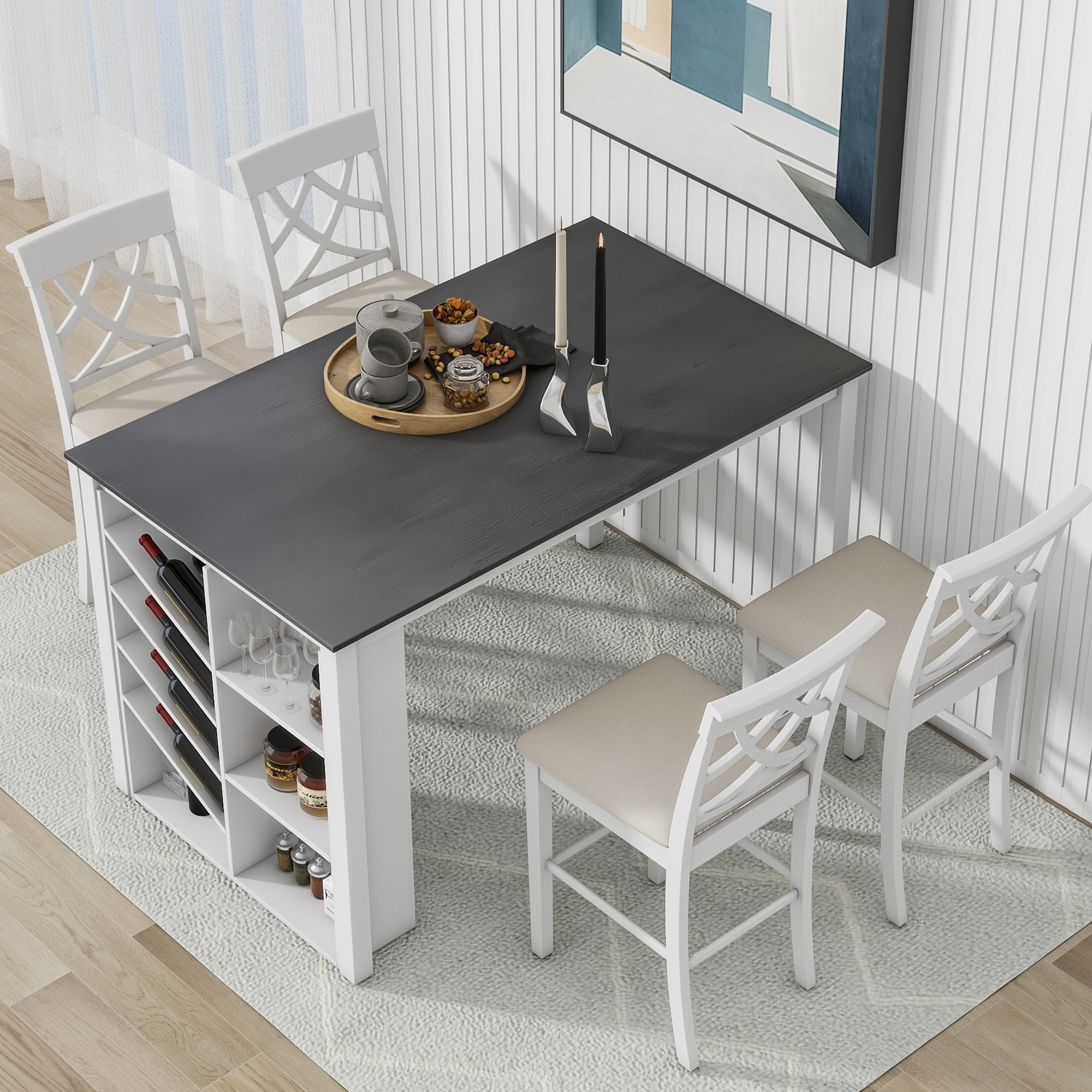 Dining room set sales with wine storage