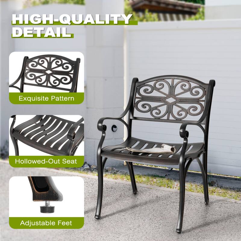 Outdoor 3 Pieces Cast Aluminum Bistro Set with 2’’ Umbrella Hole