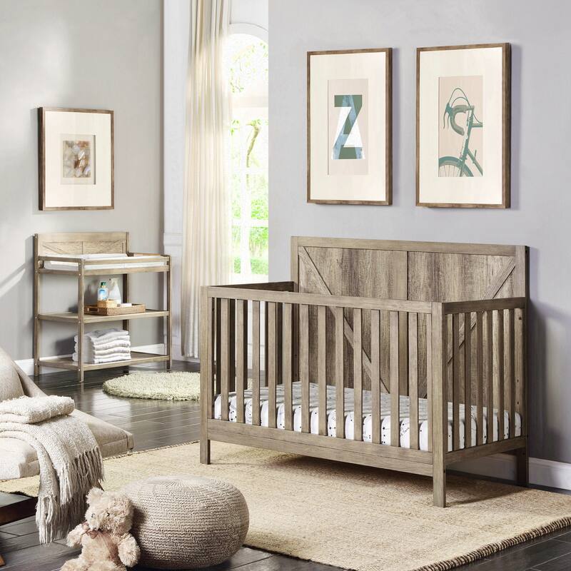 Wood Changing Table Washed Gray/Brown