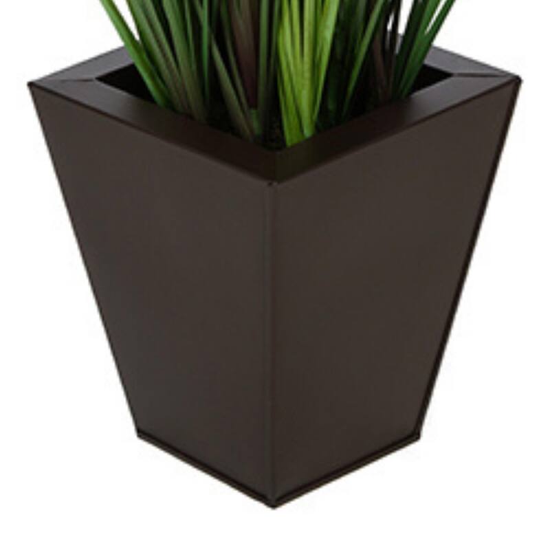 Faux PVC Grass in Square Zinc Planter