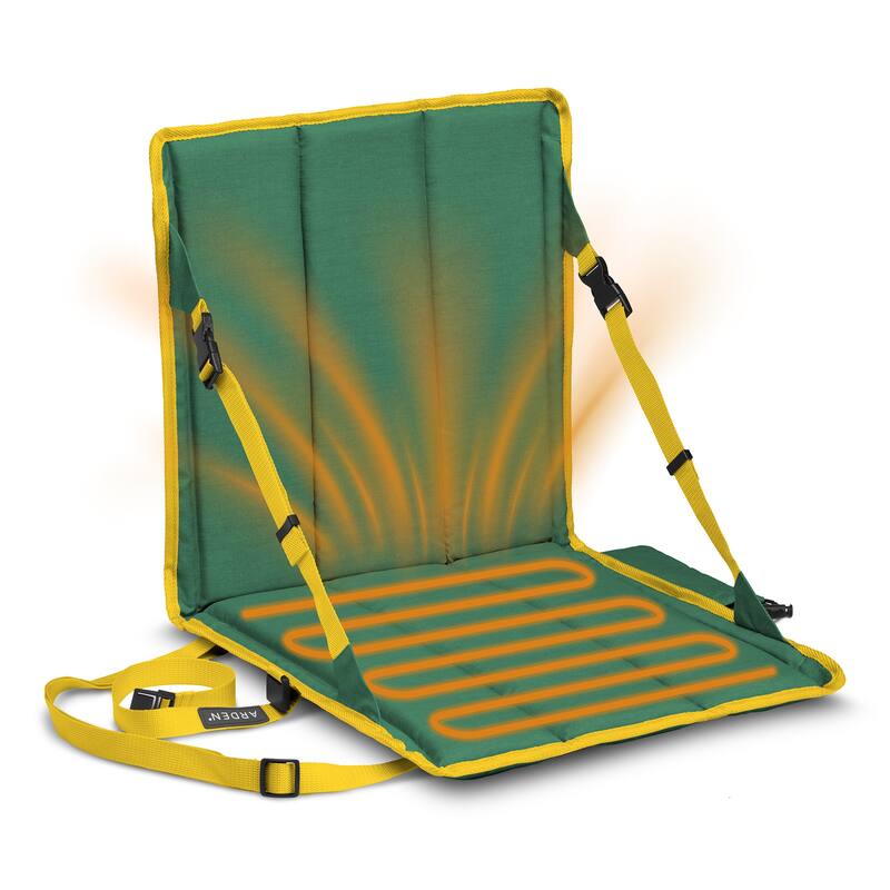 ARDEN Heated Stadium Seat, Foldable, Lightweight With Carrying Strap - Green/Yellow