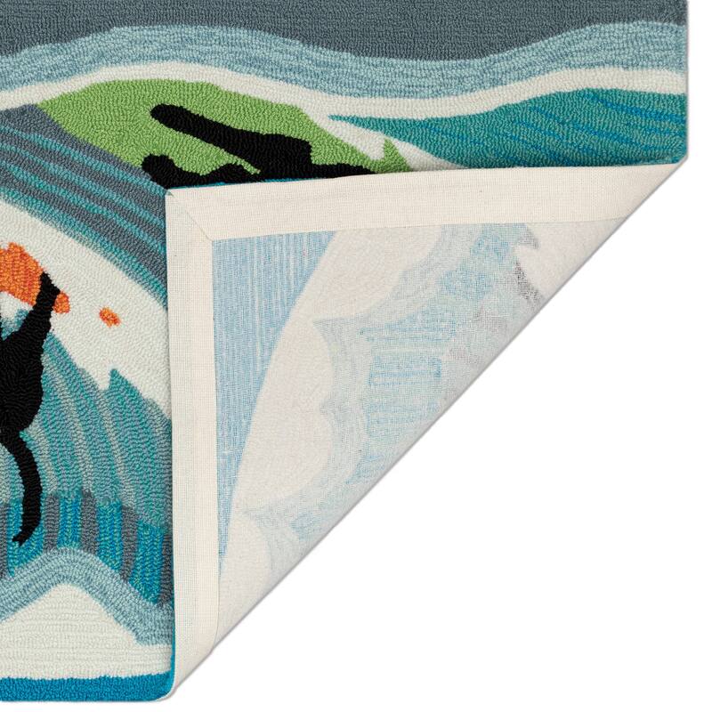 Liora Manne Frontporch Surfing Dogs Indoor/Outdoor Rug