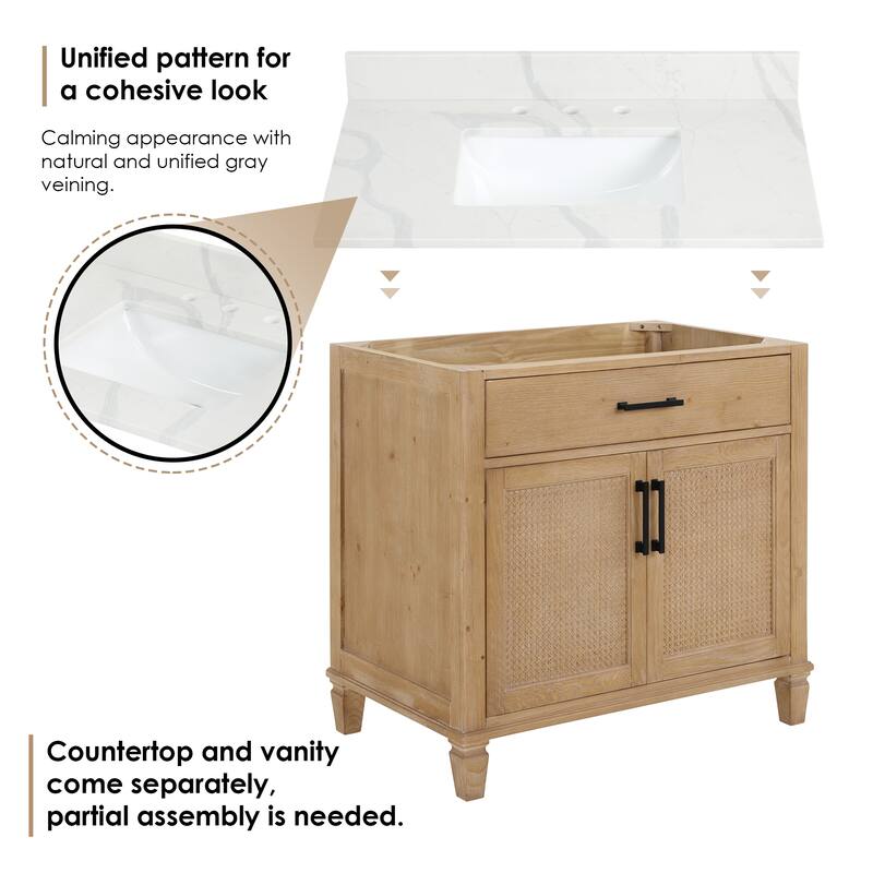 Altair Solana Bath Vanity with Calacatta White Quartz Stone Countertop without Mirror