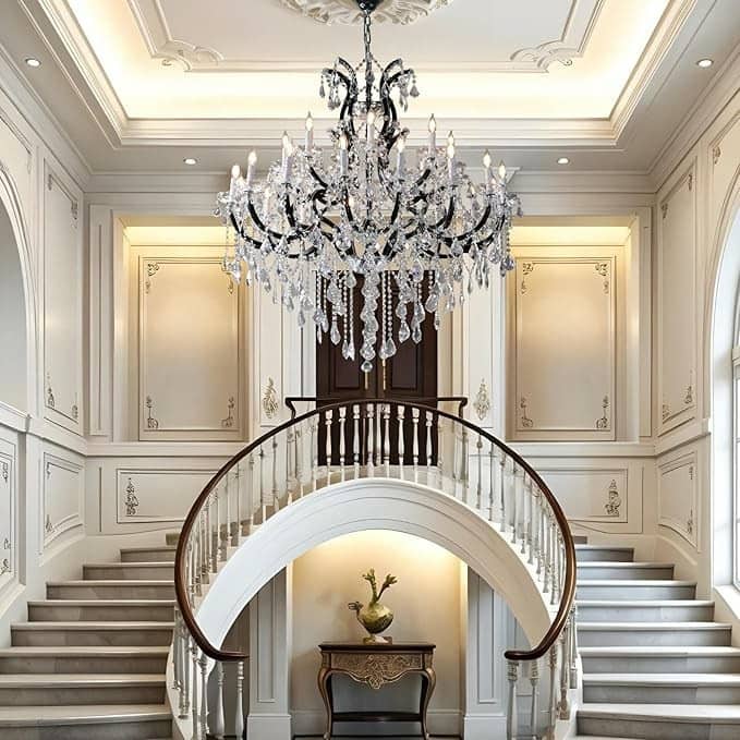 KAYLA 29in Luxury Candle ChandeliersModern Black Crystal Chandelier