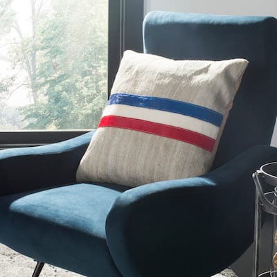 SAFAVIEH Torrance Americana Stripe Cowhide 20-inch Decorative Pillow