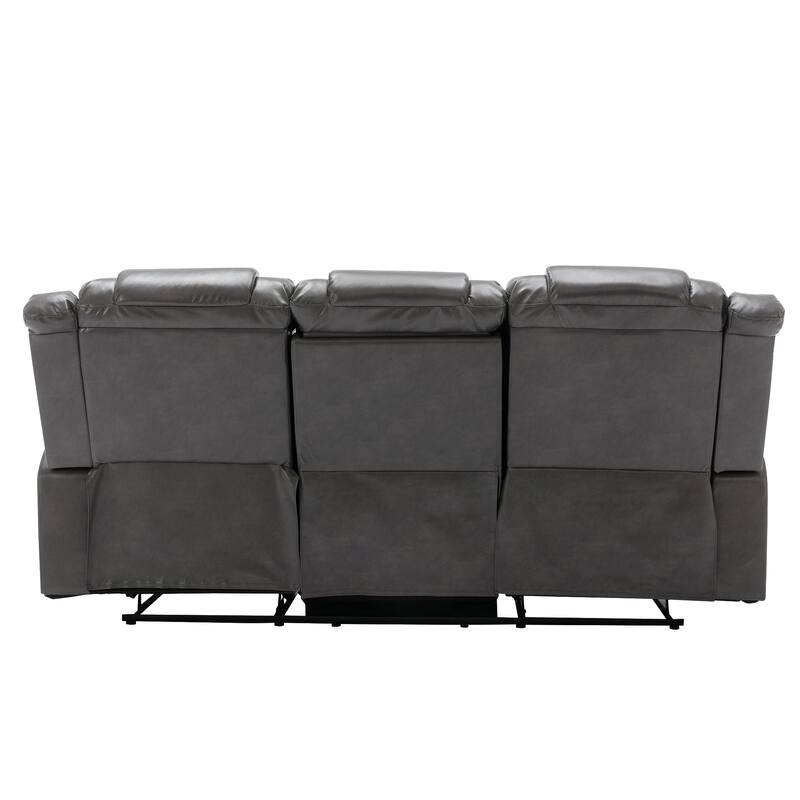 3 Seater Home Theater Recliner Manual Recliner Chair with Two Built-in Cup Holders for Living Room,Bedroom