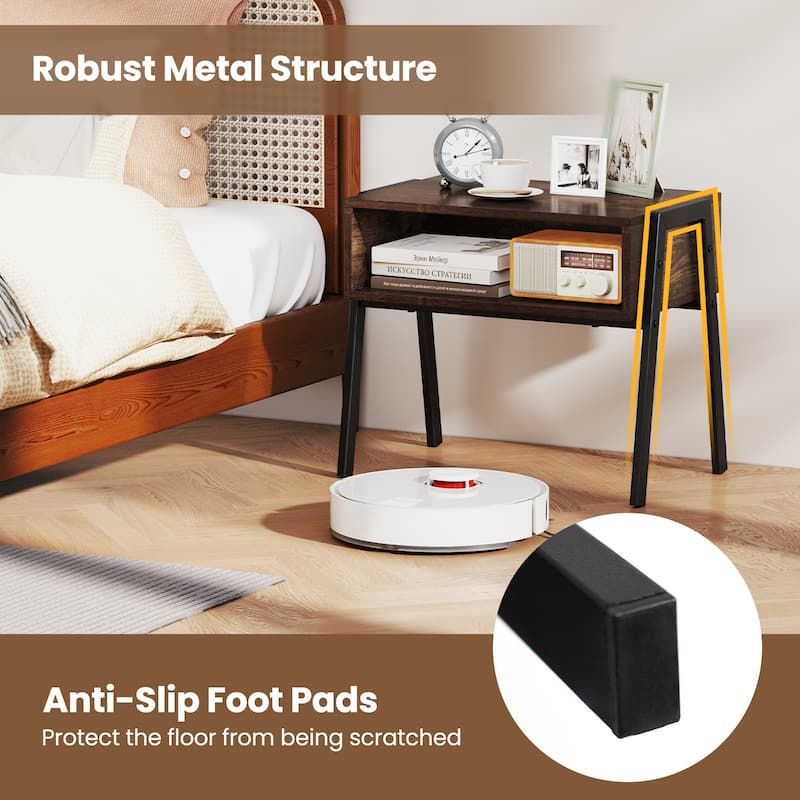 Gymax 2PCS Stackable End Table Night Stand Bedside Table Shelf Accent - 21'' x 14'' x 18''