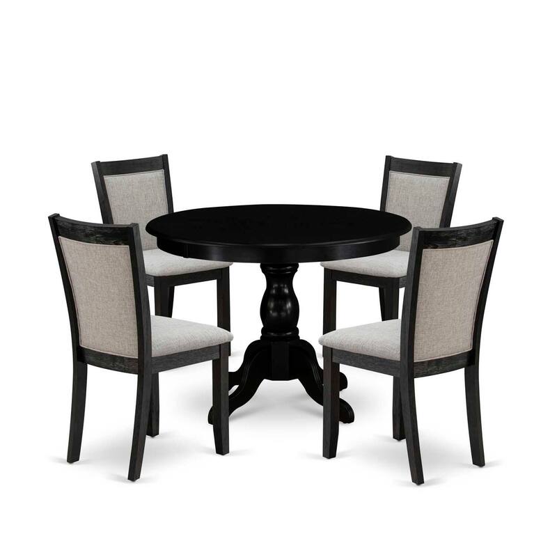 HomeStock 5-Piece Natural Oak Finish Solid Wood Top Dining Table with 4 Parson Chair