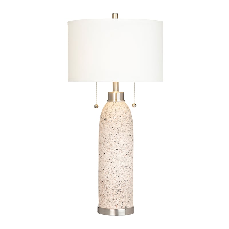 Tristan 34" Twin Pull Chain Table Lamp with Drum Shade, Beige - Set of 2 - 16" x 16" x 33.5"