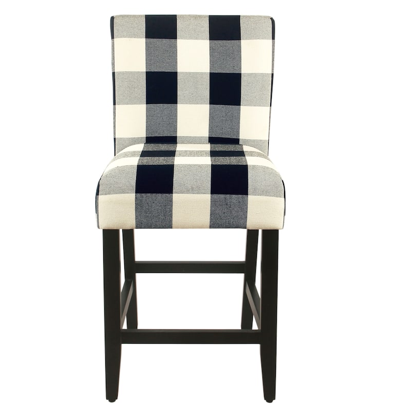 Porch & Den Minna Black/ Cream Plaid-upholstered Parsons Counter Chair - 24 inches
