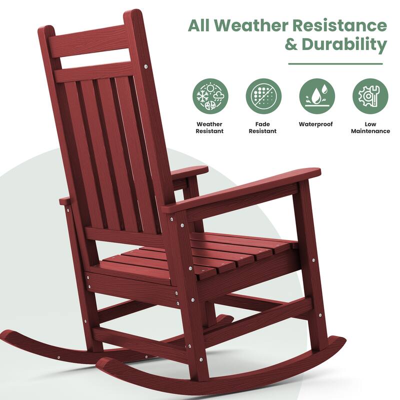 HDPE Outdoor Patio Rocking Plastic Adirondack Chair
