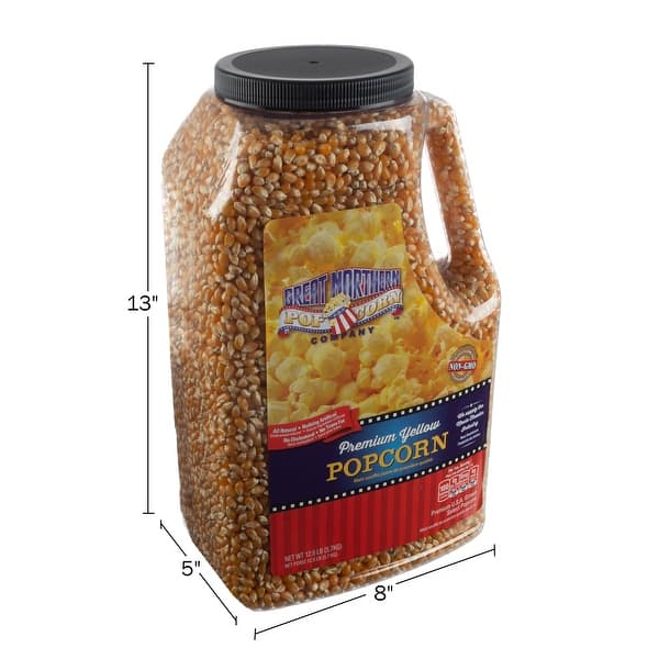 Premium Yellow Popcorn Kernels 12.5lbs Bulk Jug of Gourmet Popping Corn by Great Northern