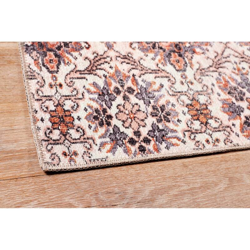 Terra by Obeetee Bergen Floral Tile Beige Rug