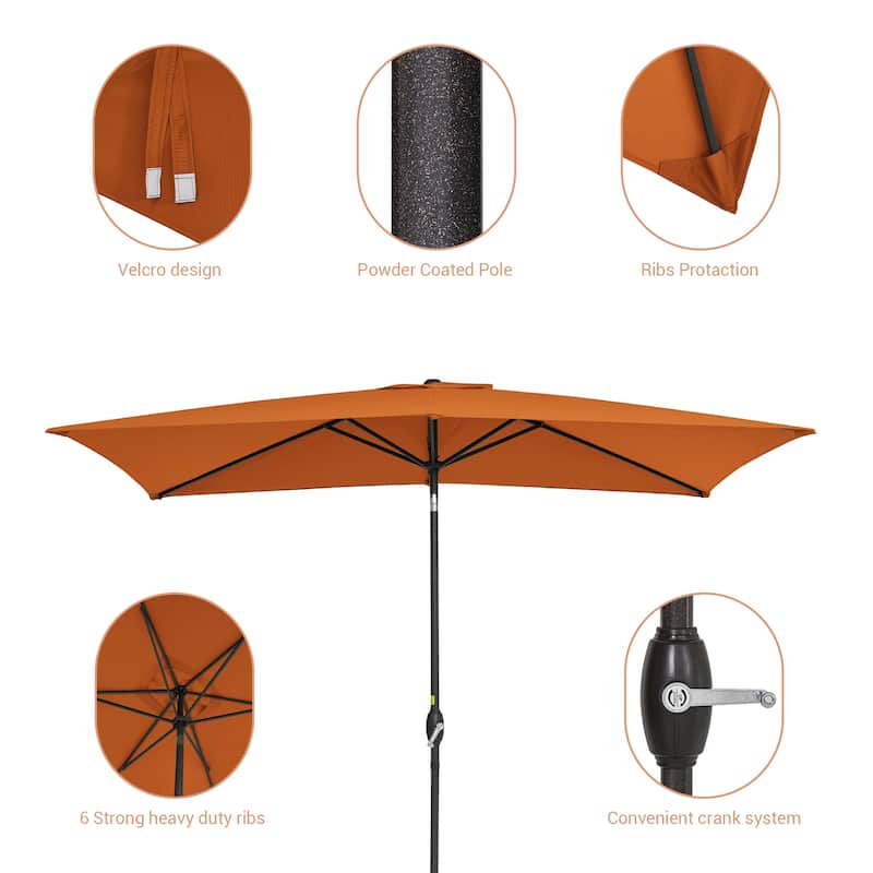 LIVOOSUN 10x6.5ft Patio Market Umbrella Aluminum Table Umbrellas