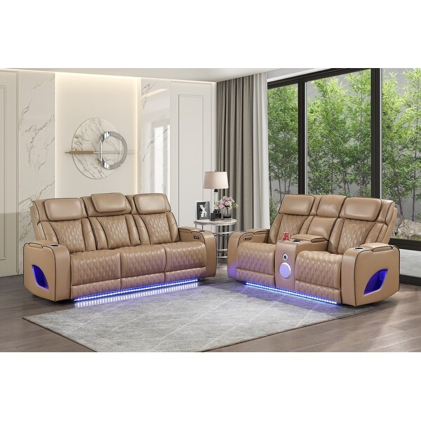 Fortuner 2PC/3PC Living Room Set with LED Lighting, Power