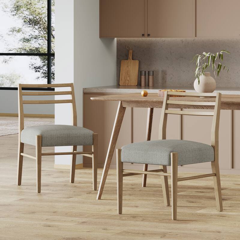 Farmhouse style dining chairs with ladder back，set of two