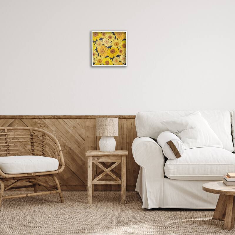 Stupell Charming Country Sunflowers Pattern Framed Giclee Art Design By Sazerelli Designs