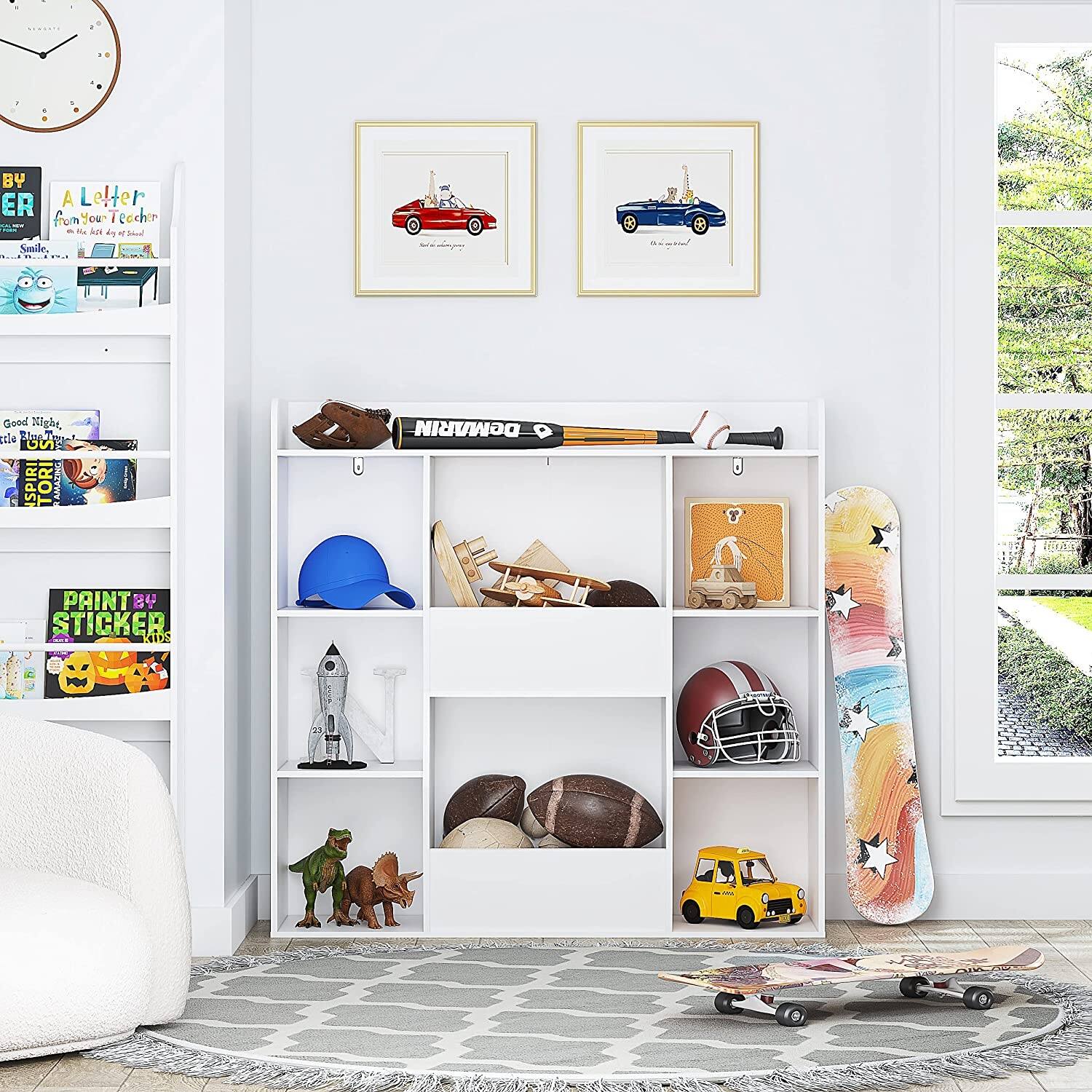 UTEX Kids Toy Storage and Bookshelf , Multifunctional Bookcase with 8