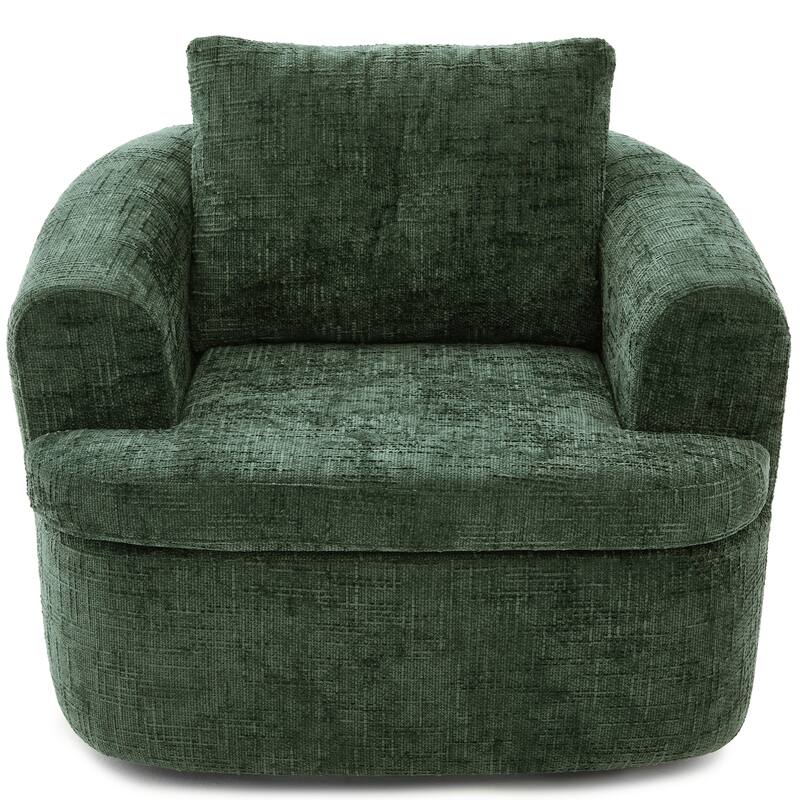 360°Swivel Sofa Chair Accent Barrel Chair 36.6" Swivel Round Chair with Dual-layer Cushion Design