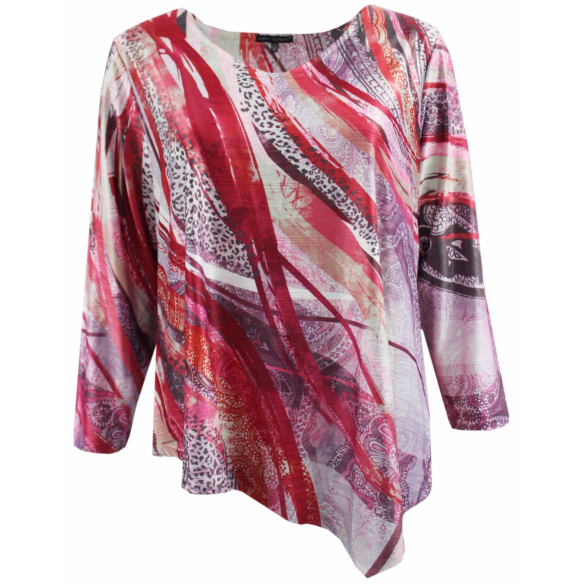 Shop Women Plus Size Long Sleeve Abstract Fashion Blouse Tee Shirt