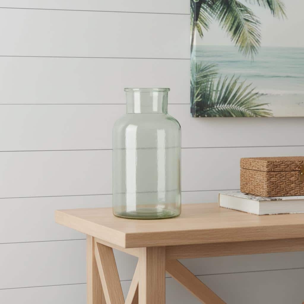 10" Green Glass Cylindrical Table Vase - 5.50