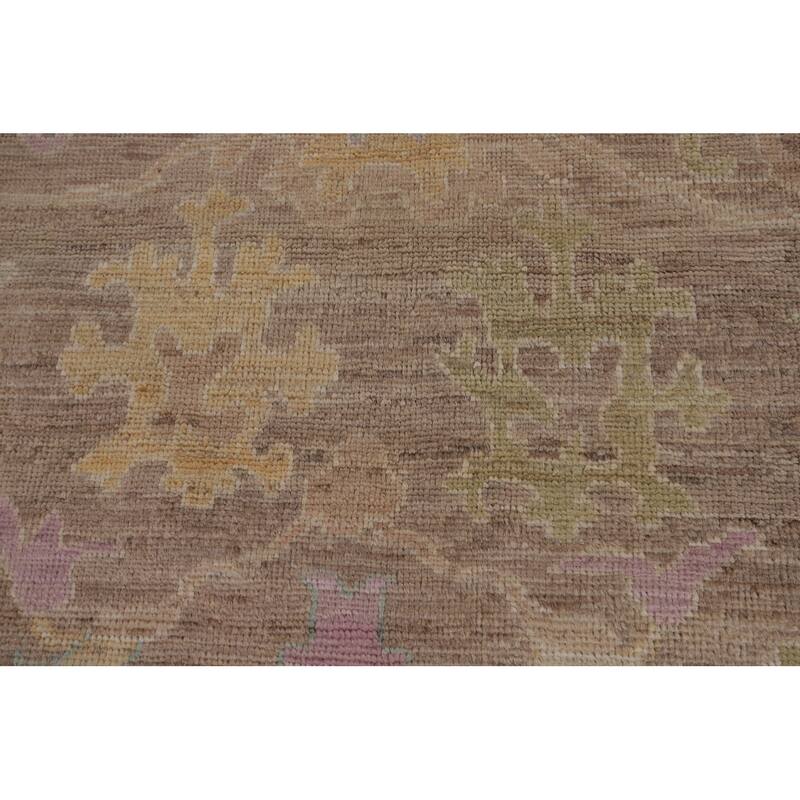 Brown Vegetable Dye Oushak Turkish Area Rug Handmade Wool Carpet - 9'1"x 12'8"