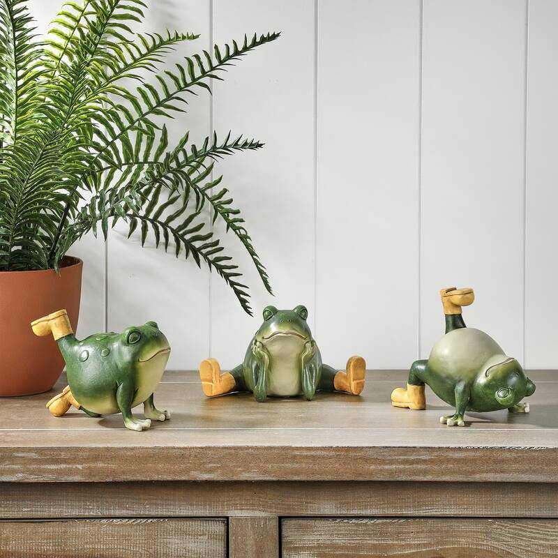 6" Resin Yoga Frog Set of 3