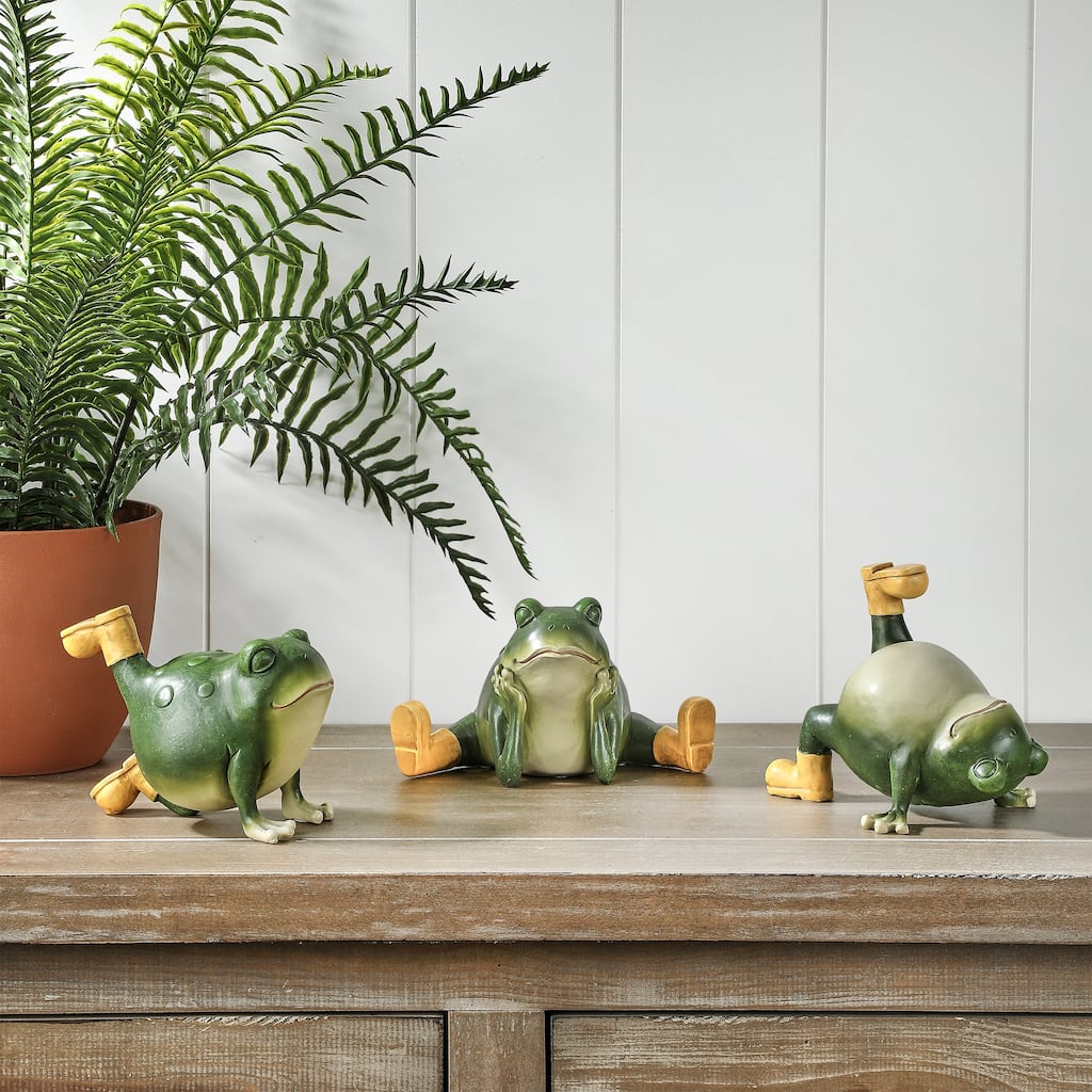 6" Resin Yoga Frog Set of 3