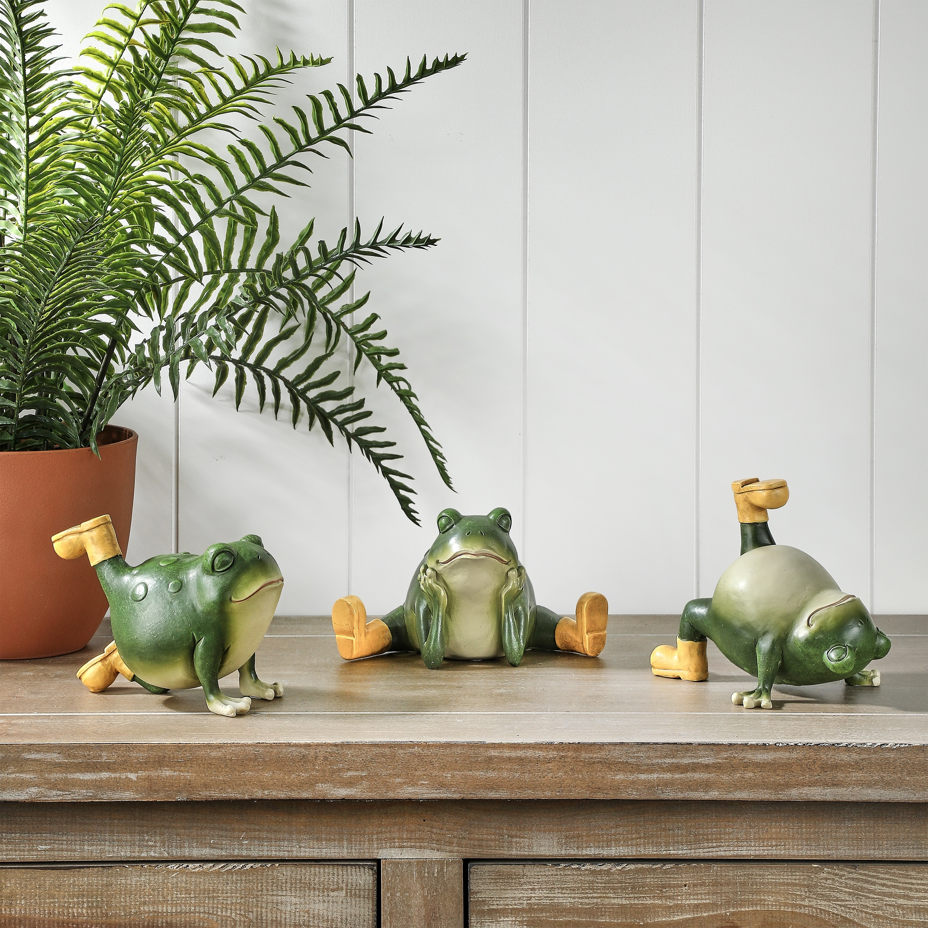 6" Resin Yoga Frog Set of 3