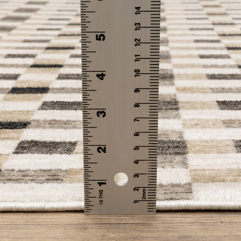 Hansel Geometric Blocks Black/ Golden Brown Area Rug