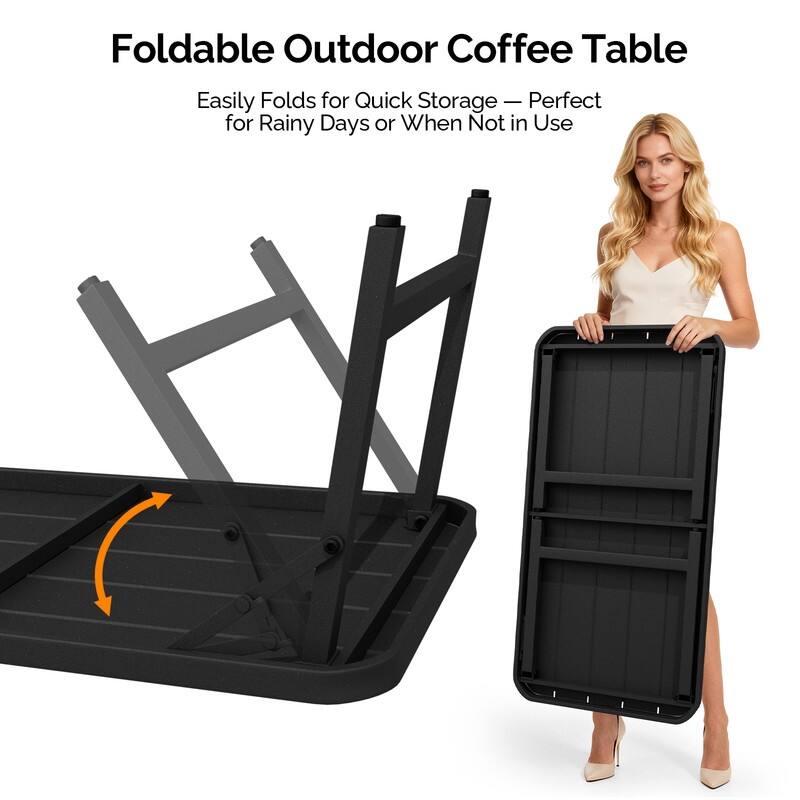 36 in. Folding Rectangle Metal Table,Outdoor Portable Picnic Table