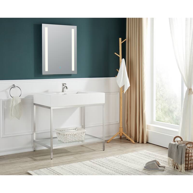 ANZZI Ventura 36 in. Console Sink with Matte White Counter Top