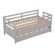 preview thumbnail 6 of 6, Gray Solid Pine Wood Low Loft Bed Twin Size with Full Safety Fence, Ladder, Drawers - Space-Saving