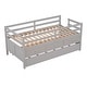 preview thumbnail 6 of 6, Gray Solid Pine Wood Low Loft Bed Twin Size with Full Safety Fence, Storage Drawers, and Trundle