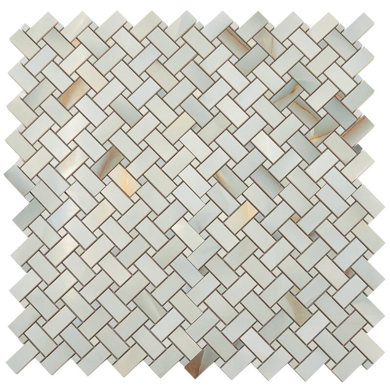 Splendor 12x12 Turchese Porcelain Mosaic Onyx Basketweave Wall and Floor Tile (4.84 sq ft/case) - 5 Pack
