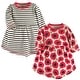 preview thumbnail 1 of 0, Touched by Nature Baby and Toddler Girl Organic Cotton Long-Sleeve Dresses 2pk, Poppy 3T - Baby Toddler Poppy Long Sleeve
