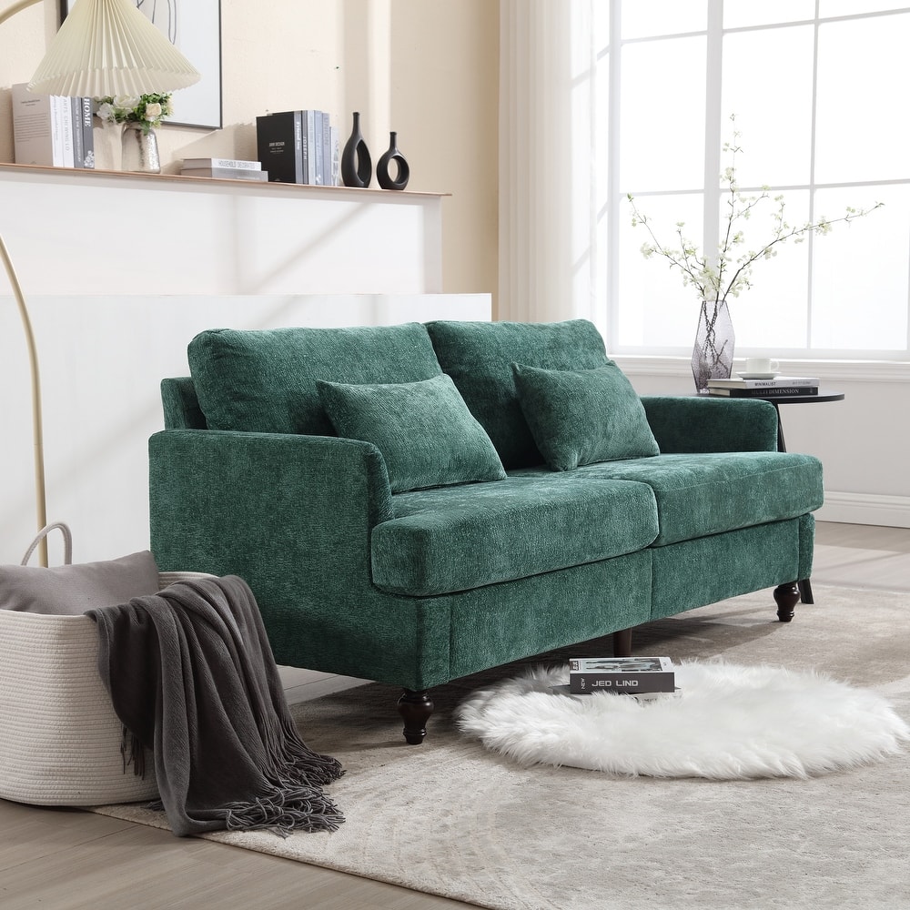 Modern Chenille Fabric Loveseat, 2-Seat Upholstered Loveseat Sofa