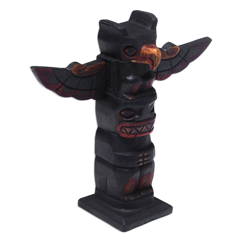 Novica Handmade Garuda Totem Wood Statuette - 7.75" H x 8.75" W x 2.8" D