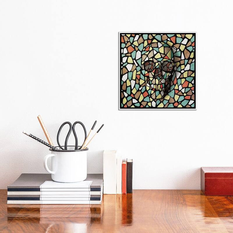 iCanvas "Mosaic Skull Color" by Ali Gulec Framed Canvas Print